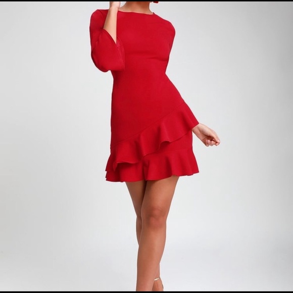 Red Bell Sleeve Dress - Picture 3 of 6